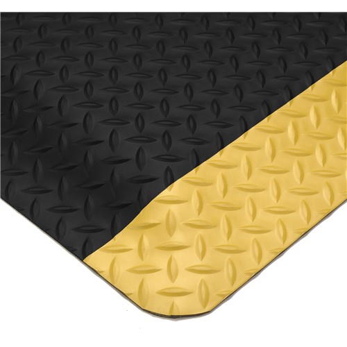 Wearwell 414.1516x2x3BYL - UltraSoft Diamond-Plate Nitricell® Sponge Base Anti-Fatigue Mat - 2' x 3' - Black w/Yellow Borders