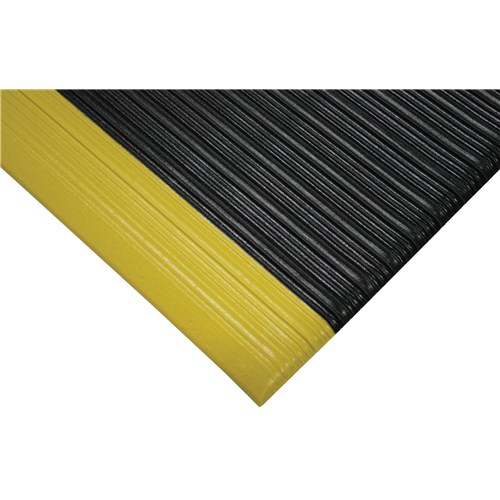 Wearwell 451.38x3x60BYL - Tuf Sponge PVC Anti-Fatigue Mat - 3' x 60' - Black w/Yellow Borders - Full Roll