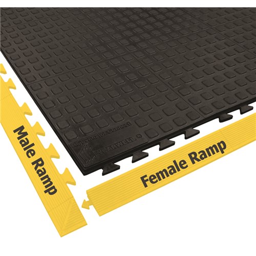 Wearwell 502.58x2x39FYL - Rejuvenator® Connect 100% Urethane Anti-Fatigue Floor Tile Female Ramp Edge - 2" x 39" - Yellow