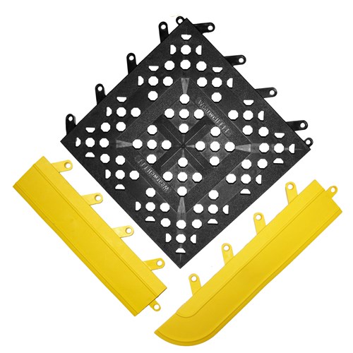 Wearwell 540.58x12x12BK-CS20 - F.I.T. Open Modular Interlocking PVC Anti-Fatigue Tile - 12" x 12" - Black - 20/Case