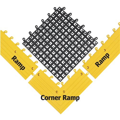 Wearwell 560.78x18x18BK-CS10 - ErgoDeck® Open Grid Modular Interlocking Ergonomic PVC Anti-Fatigue Tile - 18" x 18" - Black - 10/Case