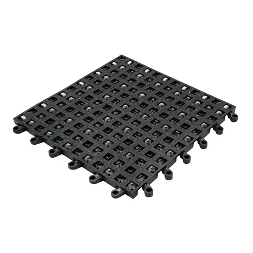 Wearwell 561.78x18x18BK-CS10 - ErgoDeck® Open w/GritWorks!® Modular Interlocking Ergonomic PVC Anti-Fatigue Tile - 18" x 18" - Black - 10/Case