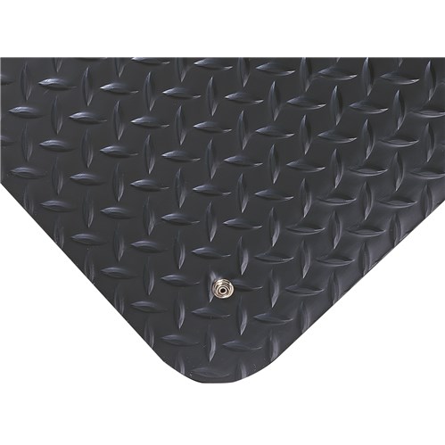 Wearwell 786.1516x3x5DPBK - Electrically Conductive Diamond-Plate Anti-Fatigue Mat - 0.9375" Thick x 3' x 5' - Black