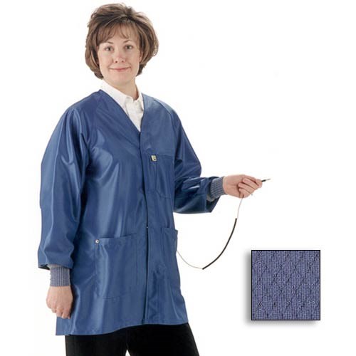 Tech Wear HIJ-43C-3XL - ESD-Safe Lab Jacket - Hallmark-Style w/V-Neck & Raglan Sleeves - ESD Cuffs - IVX-400 - Hip Length - 3X-Large - Royal Blue