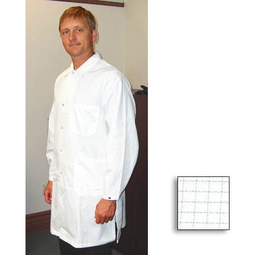 Tech Wear Nylostat Lab Coat - Lapel Collar - Poly-Cotton Blend - Knee Length - White