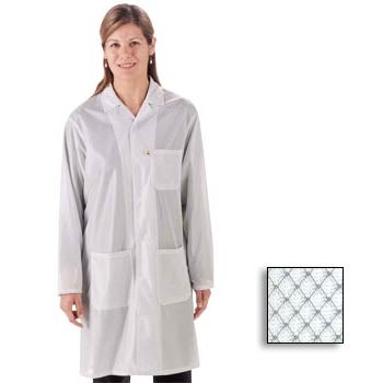 Tech Wear LOJ-13-S - ESD-Safe Lab Jacket - Lapel Collar - OFX-100 - Hip Length - Small - White