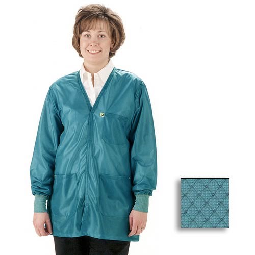 Tech Wear VOJ-83C-XS - ESD-Safe Lab Jacket - V-Neck - ESD Cuffs - OFX-100 - Hip Length - X-Small - Teal