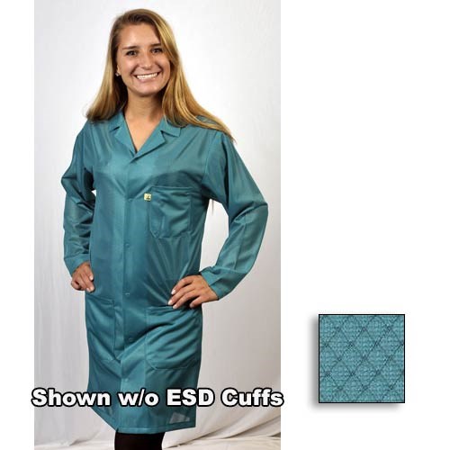 Tech Wear ESD-Safe Lab Coat - Lapel Collar - ESD Cuffs - OFX-100 - Knee Length - Teal