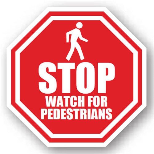 Ergomat UEN-0035 - DSV-SIGN 900 Durastripe Octagon Floor Sign - Stop Watch for Pedestrians - 30"