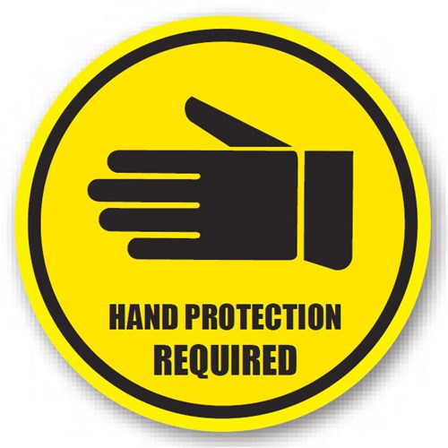 Ergomat UEN-0145 - DSV-SIGN 144 Durastripe Circle Floor Sign - Hand Protection Required - 12"