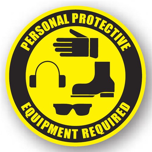 Ergomat UEN-0170 - DSV-SIGN 256 Durastripe Circle Floor Sign - Personal Protective Equipment Required - 16"