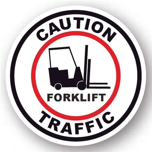 Ergomat UEN-0225 - DSV-SIGN 400 Durastripe Circle Floor Sign - Caution Forklift Traffic - 20"