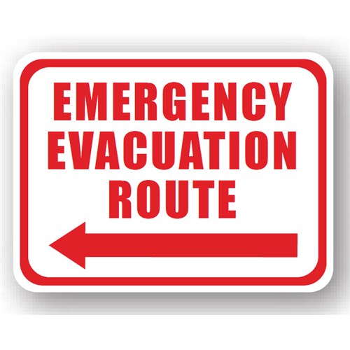 Ergomat UEN-0306 - DSV-SIGN 108 Durastripe Rectangle Floor Sign - Emergency Evacuation Route - 12" x 9"