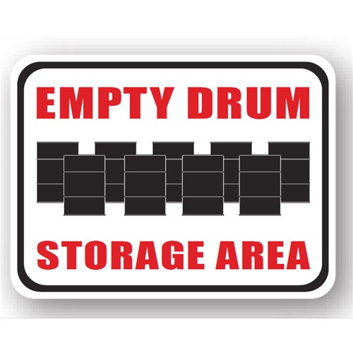 Ergomat UEN-0349 - DSV-SIGN 972 Durastripe Rectangle Floor Sign - Empty Drum Storage Area - 36" x 27"