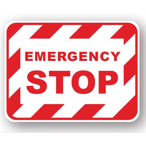 Ergomat UEN-0363 - DSV-SIGN 630 Durastripe Rectangle Floor Sign - Emergency Stop - 30" x 21"