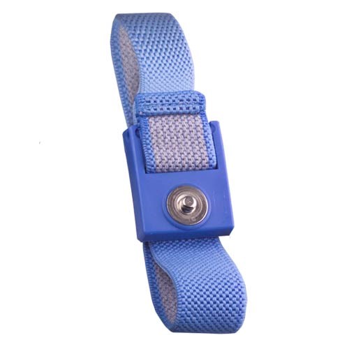 Transforming Technologies WB0016 - Fabric ESD Wrist Strap - 4 mm Snap - Blue