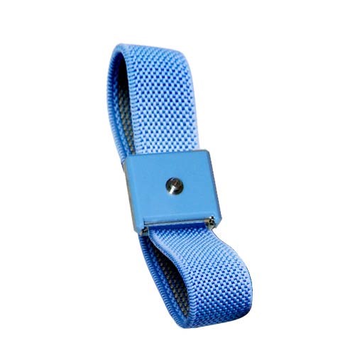 Transforming Technologies WB8016 - Fabric ESD Wrist Band - 4 mm Machined Snap - Clasp - Blue