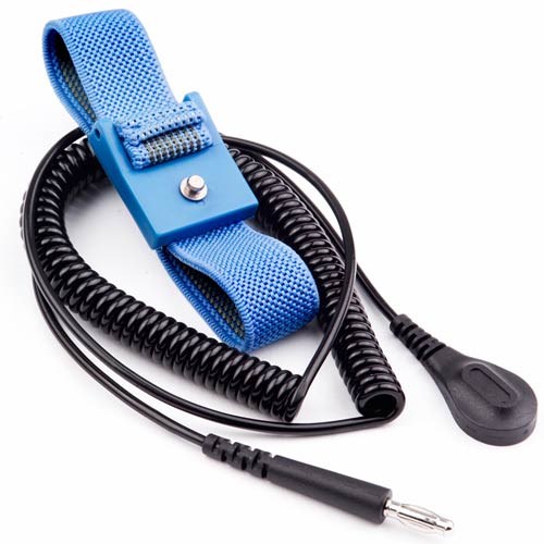 Transforming Technologies WB4037 - Premium Fabric Wrist Strap Set - 6' Coil Cord - 4 mm Snap - Blue