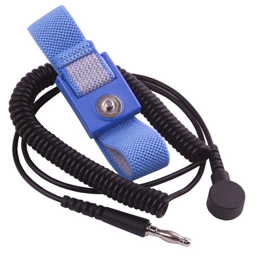 Transforming Technologies WB1643 - Fabric Wrist Strap Set - 12' Coil Cord - 4 mm Snap - Blue