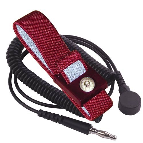 Transforming Technologies WB2637 - Fabric Wrist Strap Set - 6' Coil Cord - 4 mm Snap - Maroon