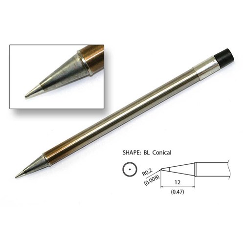 Hakko T31-03BL - T31 Series Soldering Tip - Conical - R0.2 x 12 mm