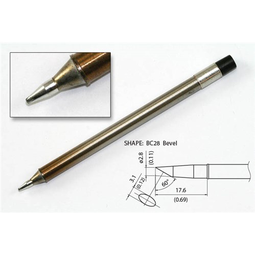 Hakko T31-03D08 - T31 Series Soldering Tip - Chisel - 0.8 x 9 mm