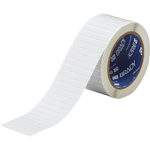 Brady THT-15-717-2.5 B-717 3" Core Electrostatic Dissipative 2 mil Polyimide Labels  - 0.25" H x 2" W - White - 2500/Roll