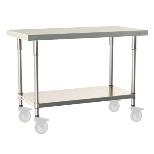 InterMetro Industries TWM2448FS-316-S TableWorx Mobile-Ready 24" x 48 " - 316 Surface - Stainless Steel Under Shelf - All Stainless Steel Finish