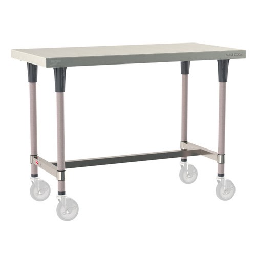 InterMetro Industries TWM2448SI-304-K TableWorx Mobile-Ready 24" x 48 " - 304 Surface - Stainless Steel I-Frame - Metroseal Gray Epoxy Coated Legs and Polymer Leg Mounts