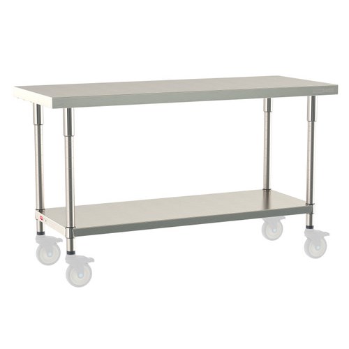 InterMetro Industries TWM2460FS-304-S TableWorx Mobile-Ready 24" x 60 " - 304 Surface - Stainless Steel Under Shelf - All Stainless Steel Finish