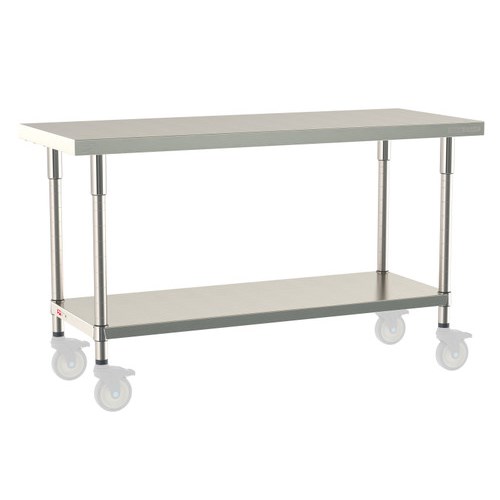 InterMetro Industries TWM2460FS-316-S TableWorx Mobile-Ready 24" x 60 " - 316 Surface - Stainless Steel Under Shelf - All Stainless Steel Finish