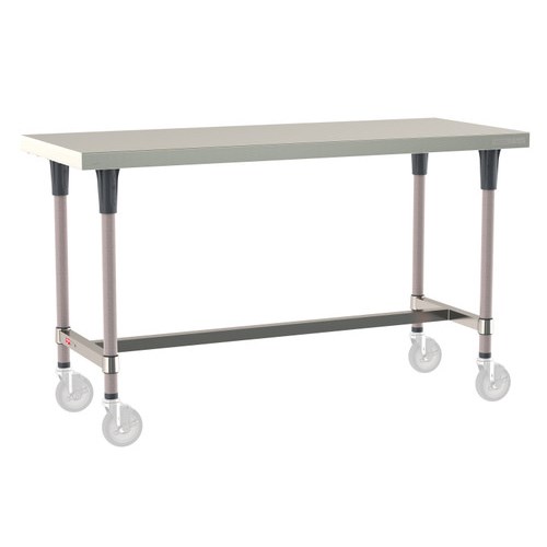 InterMetro Industries TWM2460SI-304-K TableWorx Mobile-Ready 24" x 60 " - 304 Surface - Stainless Steel I-Frame - Metroseal Gray Epoxy Coated Legs and Polymer Leg Mounts