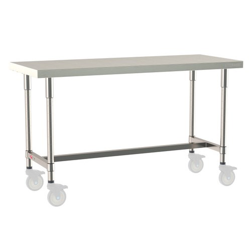 InterMetro Industries TWM2460SI-304-S TableWorx Mobile-Ready 24" x 60 " - 304 Surface - Stainless Steel I-Frame - All Stainless Steel Finish