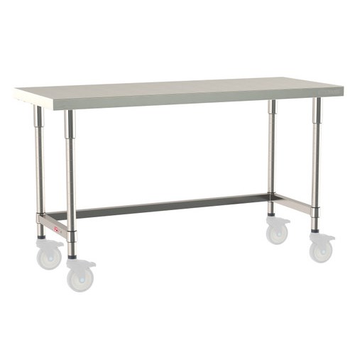 InterMetro Industries TWM2460SU-304-S TableWorx Mobile-Ready 24" x 60 " - 304 Surface - Stainless Steel 3-Sided Frame - All Stainless Steel Finish