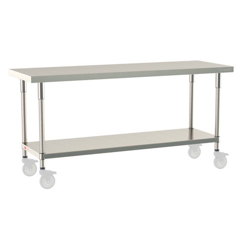 InterMetro Industries TWM2472FS-304-S TableWorx Mobile-Ready 24" x 72 " - 304 Surface - Stainless Steel Under Shelf - All Stainless Steel Finish