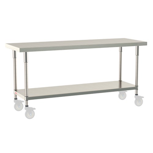 InterMetro Industries TWM2472FS-316-S TableWorx Mobile-Ready 24" x 72 " - 316 Surface - Stainless Steel Under Shelf - All Stainless Steel Finish