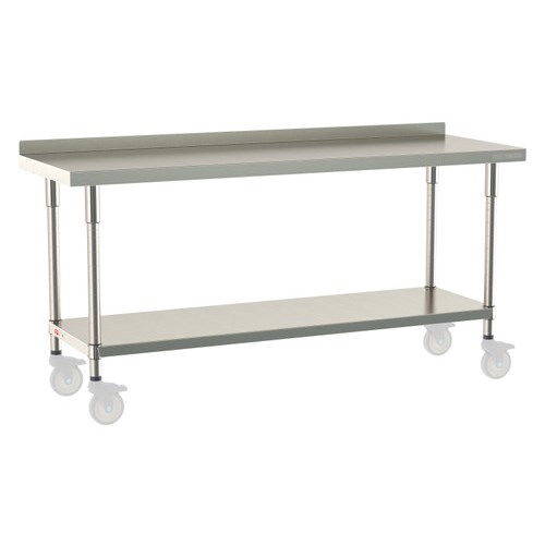 InterMetro Industries TWM2472FS-316B-S TableWorx Mobile-Ready 24" x 72 " - 316 Surface with Backsplash - Stainless Steel Under Shelf - All Stainless Steel Finish