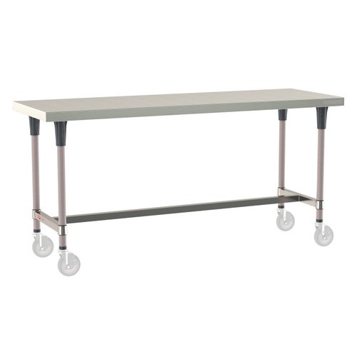 InterMetro Industries TWM2472SI-304-K TableWorx Mobile-Ready 24" x 72 " - 304 Surface - Stainless Steel I-Frame - Metroseal Gray Epoxy Coated Legs and Polymer Leg Mounts