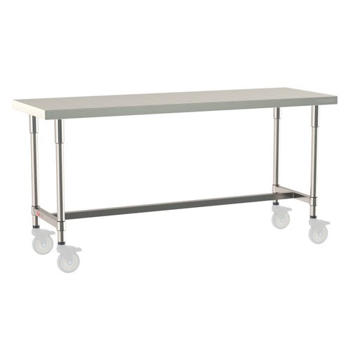 InterMetro Industries TWM2472SI-304-S TableWorx Mobile-Ready 24" x 72 " - 304 Surface - Stainless Steel I-Frame - All Stainless Steel Finish