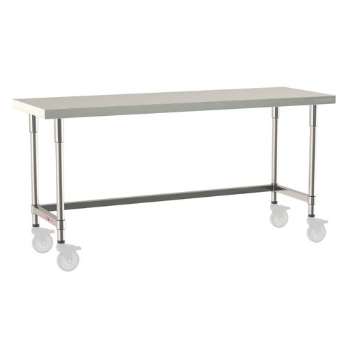 InterMetro Industries TWM2472SU-316-S TableWorx Mobile-Ready 24" x 72 " - 316 Surface - Stainless Steel 3-Sided Frame - All Stainless Steel Finish