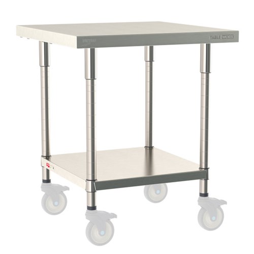 InterMetro Industries TWM3030FS-304-S TableWorx Mobile-Ready 30" x 30 " - 304 Surface - Stainless Steel Under Shelf - All Stainless Steel Finish