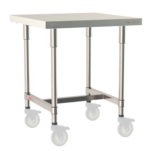 InterMetro Industries TWM3030SI-316-S TableWorx Mobile-Ready 30" x 30 " - 316 Surface - Stainless Steel I-Frame - All Stainless Steel Finish