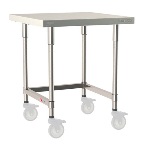 InterMetro Industries TWM3030SU-304-S TableWorx Mobile-Ready 30" x 30 " - 304 Surface - Stainless Steel 3-Sided Frame - All Stainless Steel Finish