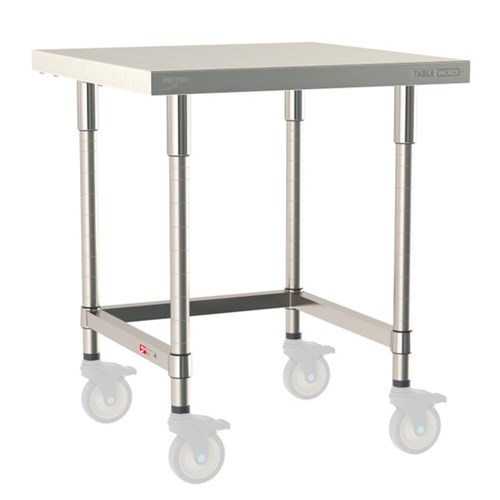 InterMetro Industries TWM3030SU-316-S TableWorx Mobile-Ready 30" x 30 " - 316 Surface - Stainless Steel 3-Sided Frame - All Stainless Steel Finish