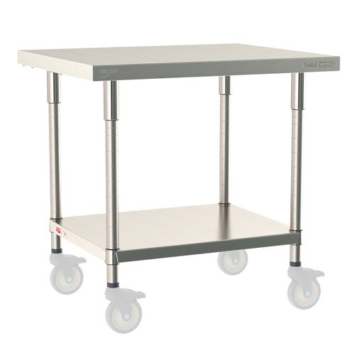 InterMetro Industries TWM3036FS-316-S TableWorx Mobile-Ready 30" x 36 " - 316 Surface - Stainless Steel Under Shelf - All Stainless Steel Finish