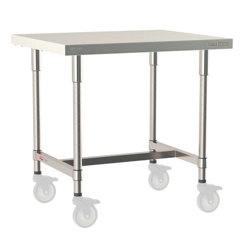 InterMetro Industries TWM3036SI-316-S TableWorx Mobile-Ready 30" x 36 " - 316 Surface - Stainless Steel I-Frame - All Stainless Steel Finish