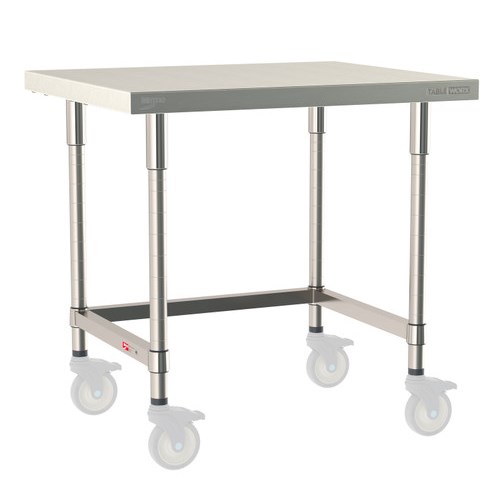 InterMetro Industries TWM3036SU-304-S TableWorx Mobile-Ready 30" x 36 " - 304 Surface - Stainless Steel 3-Sided Frame - All Stainless Steel Finish