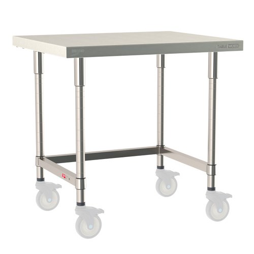 InterMetro Industries TWM3036SU-316-S TableWorx Mobile-Ready 30" x 36 " - 316 Surface - Stainless Steel 3-Sided Frame - All Stainless Steel Finish