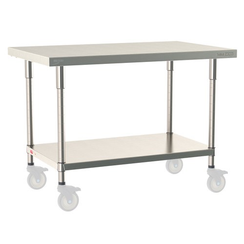 InterMetro Industries TWM3048FS-304-S TableWorx Mobile-Ready 30" x 48 " - 304 Surface - Stainless Steel Under Shelf - All Stainless Steel Finish