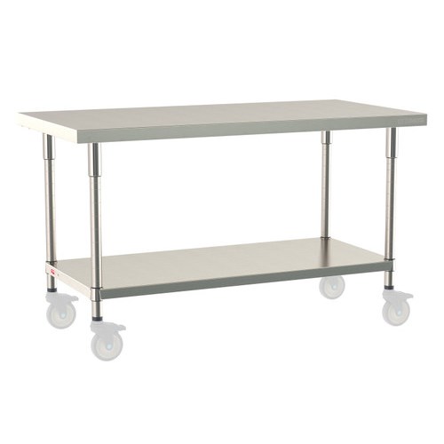 InterMetro Industries TWM3060FS-304-S TableWorx Mobile-Ready 30" x 60 " - 304 Surface - Stainless Steel Under Shelf - All Stainless Steel Finish